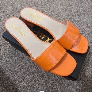 Janiya Orange Crocodile High Heel Sandals 🧡